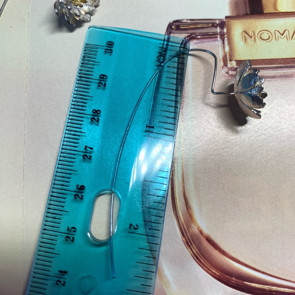 Handmade Sterling Silver Flowers Long Earrings - Picture 4 of 6